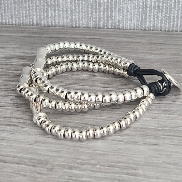 BAMBOO • Boho bracelet • Silver plated beads and real leather - Picture 11 of 12